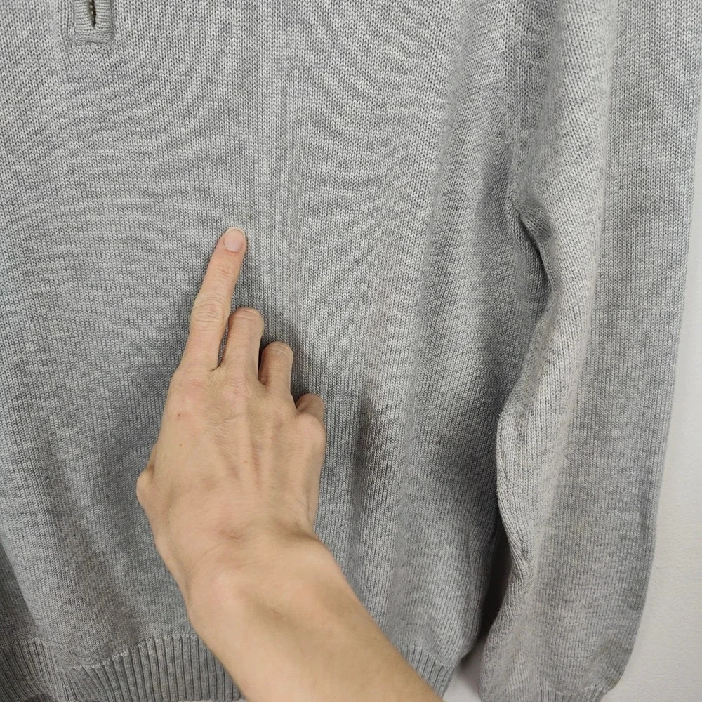 Brooks Brothers Supima Cotton 1/4‎ Zip Pullover Sweater Mens Medium Gray Heather
